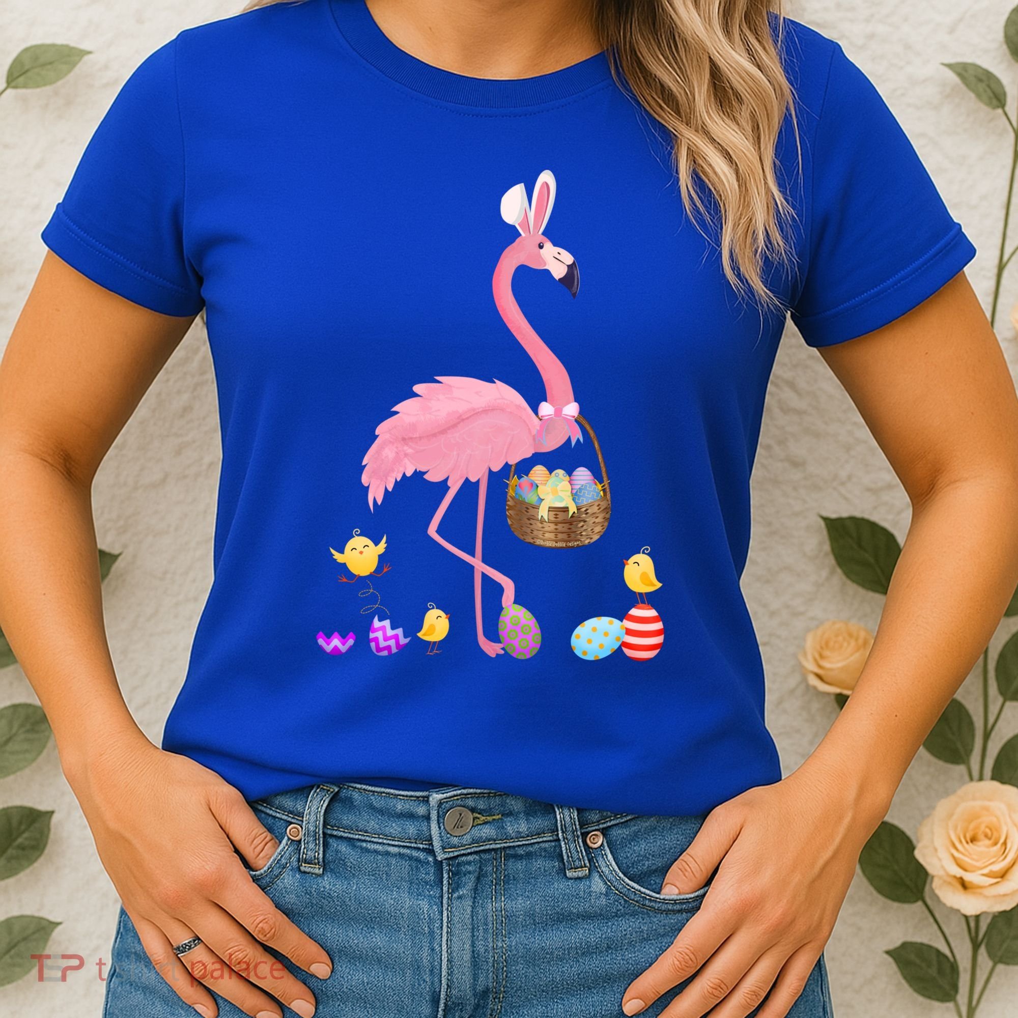 Cool Pretty Easter Gift Flamingo With Easter Basket Gift Women's T-Shirt