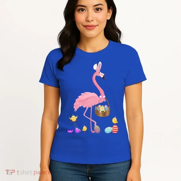 Cool Pretty Easter Gift Flamingo With Easter Basket Gift Women's T-Shirt