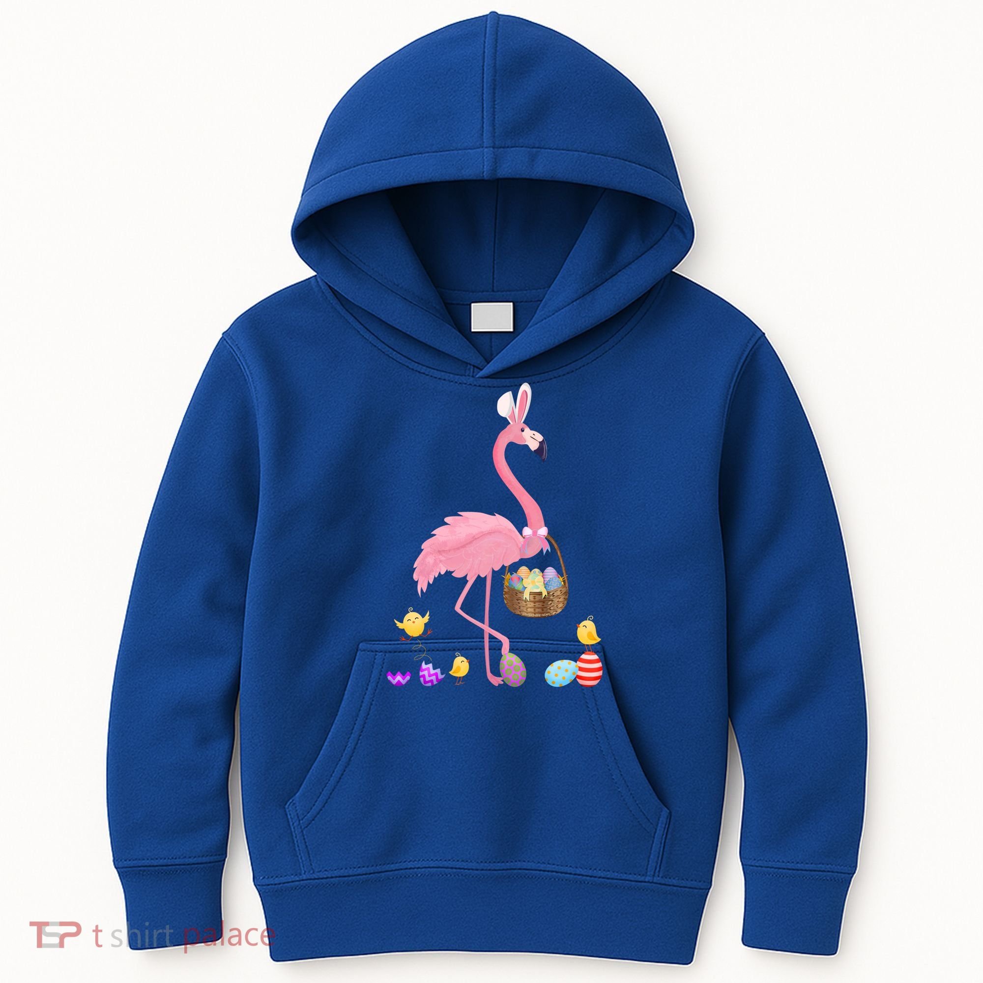 Cool Pretty Easter Gift Flamingo With Easter Basket Gift Kids Hoodie