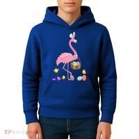 Cool Pretty Easter Gift Flamingo With Easter Basket Gift Kids Hoodie thumb 4