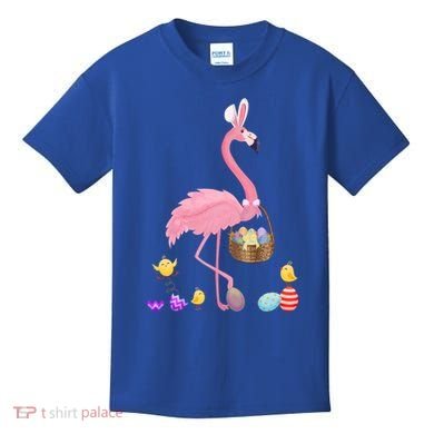 Cool Pretty Easter Gift Flamingo With Easter Basket Gift Kids T-Shirt
