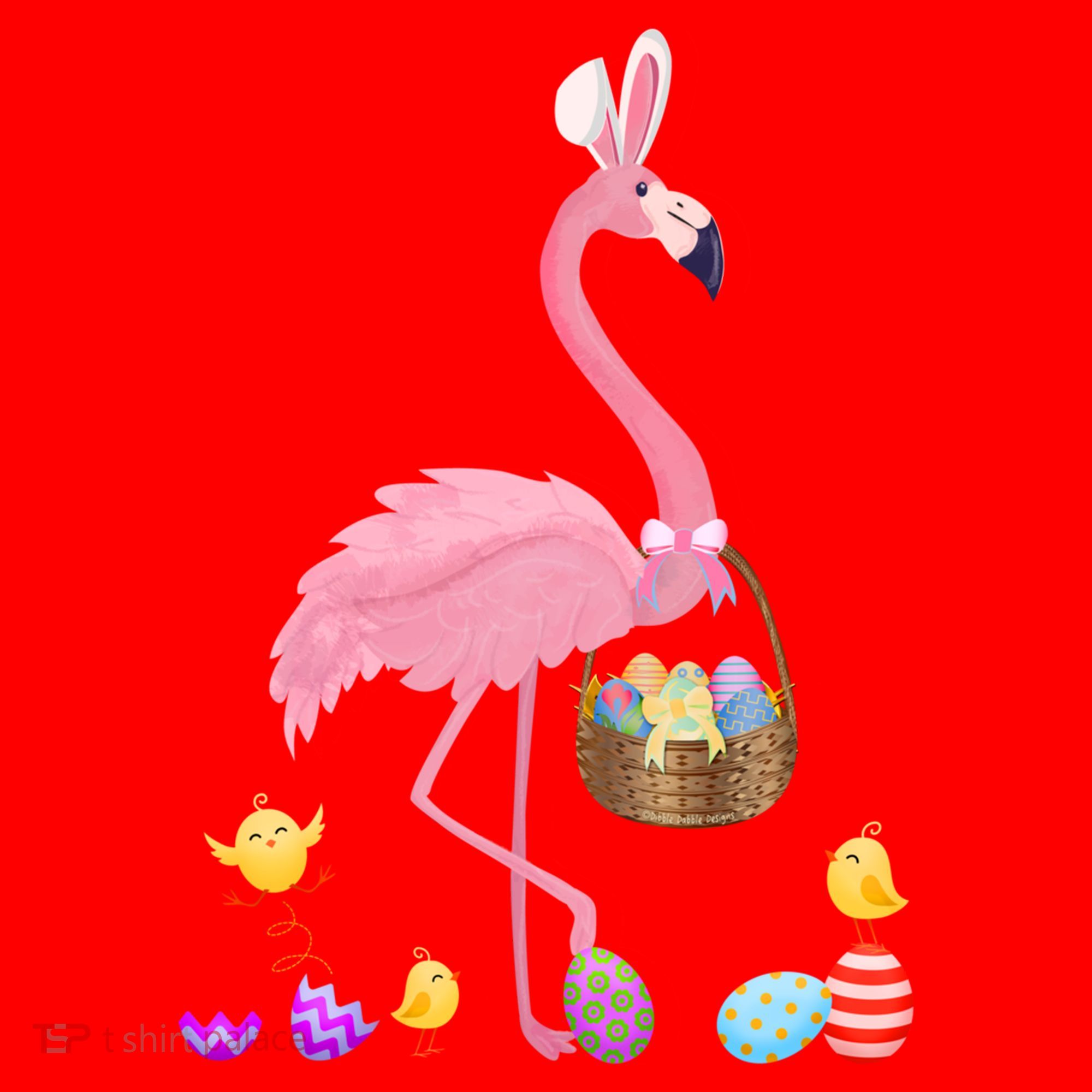 Cool Pretty Easter Gift Flamingo With Easter Basket Gift Santa Hat