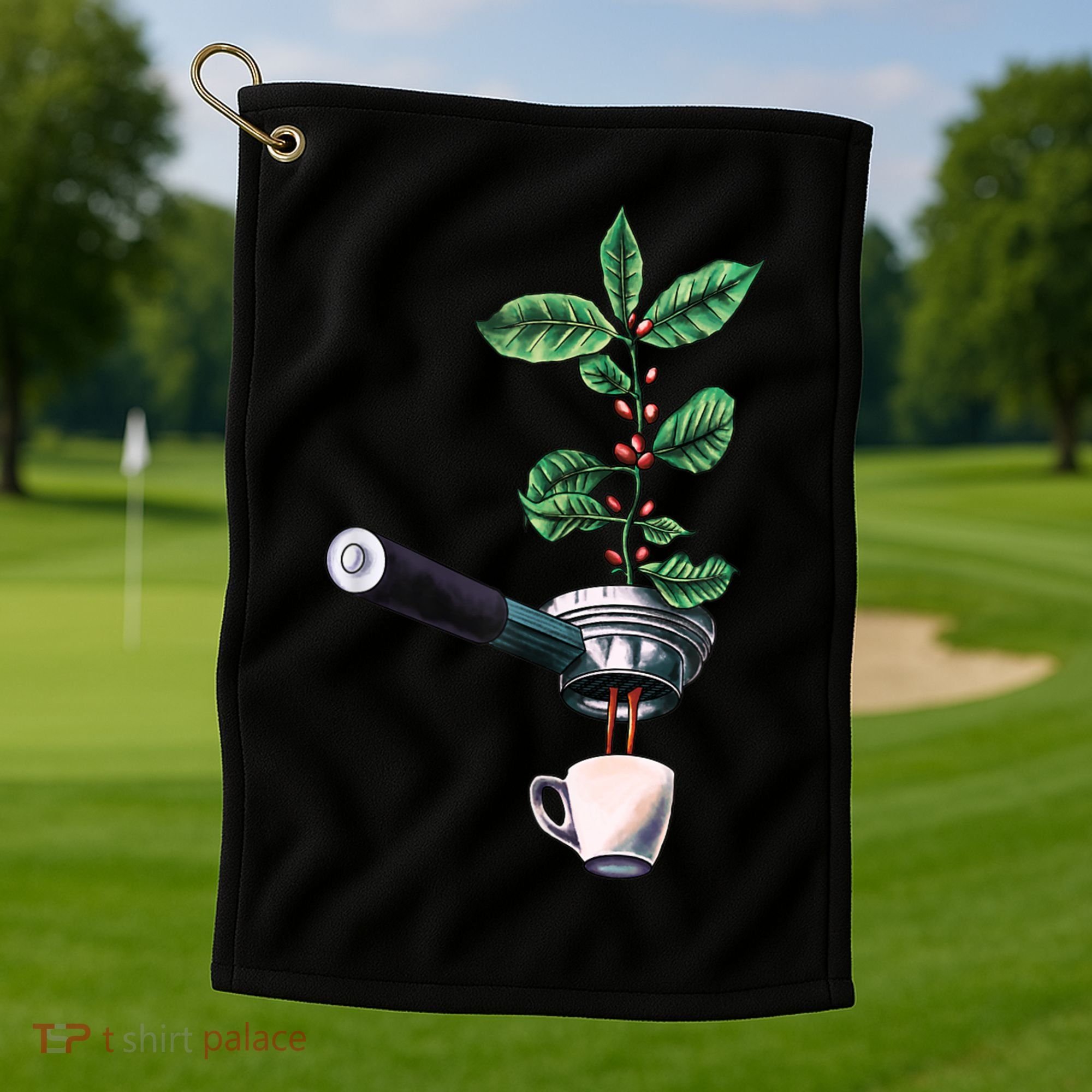 Coffee Plant Espresso Barista Golf Towel