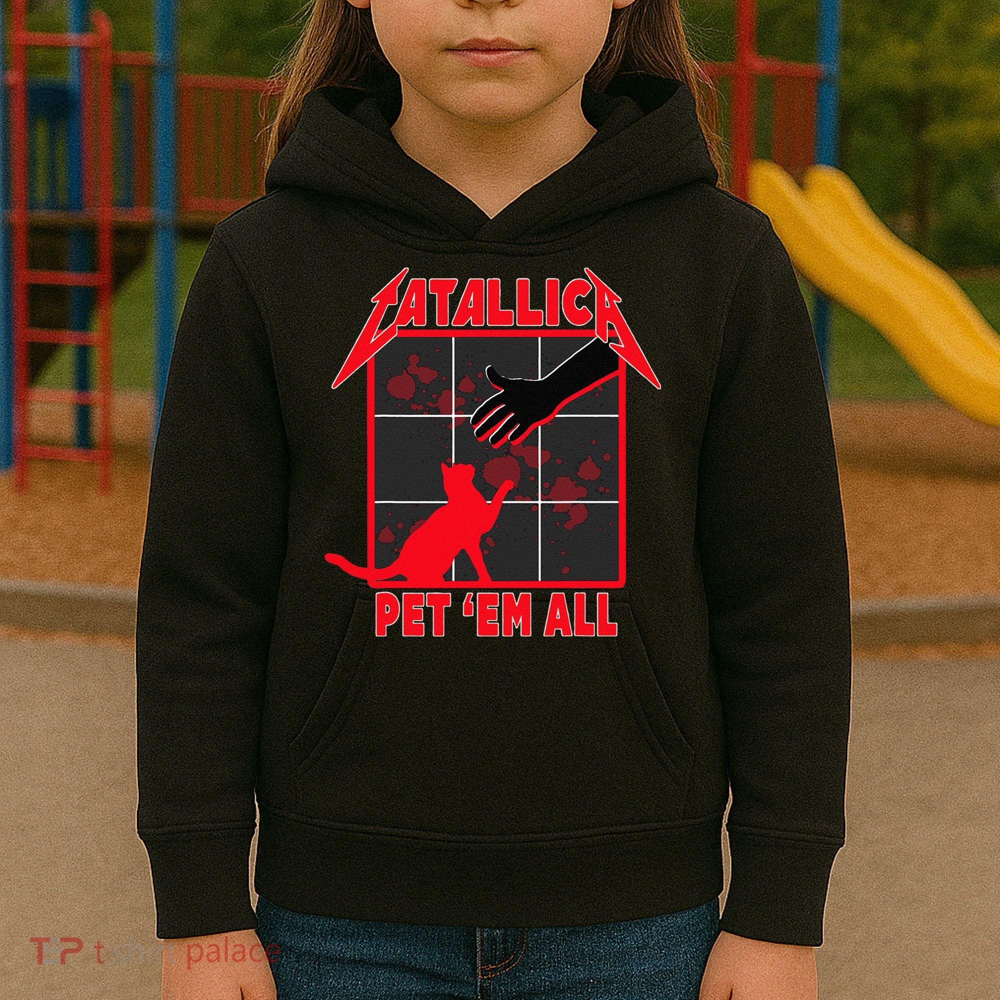 Catallica Pet Em All Funny Cat Kids Hoodie