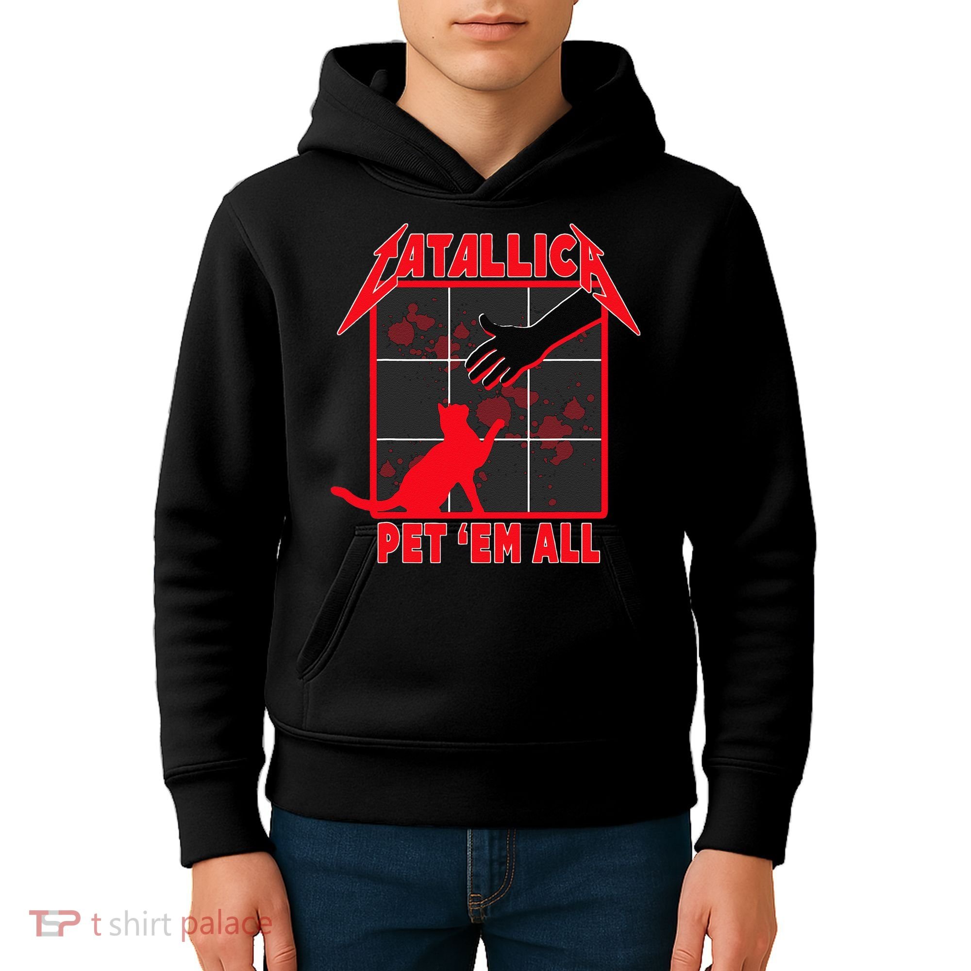 Catallica Pet Em All Funny Cat Kids Hoodie