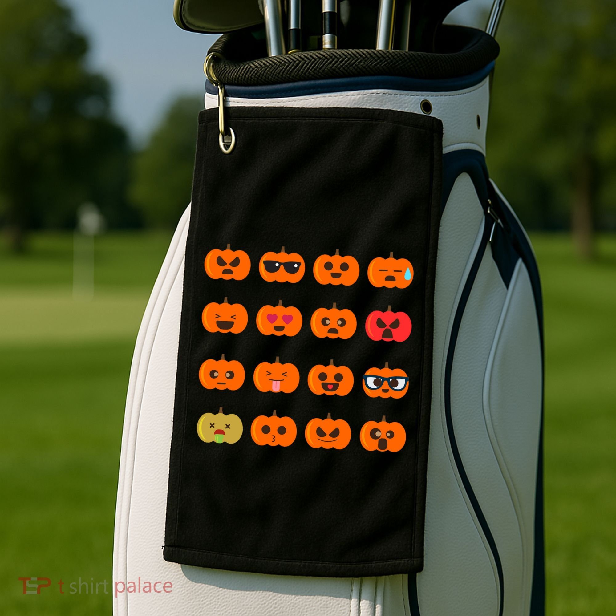 Cute Pumpkin Emoji Golf Towel