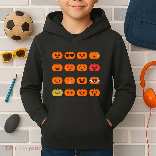 Cute Pumpkin Emoji Kids Hoodie