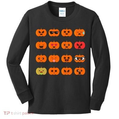 Cute Pumpkin Emoji Kids Long Sleeve Shirt