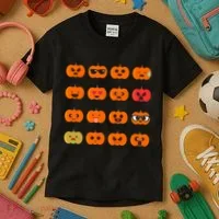 Cute Pumpkin Emoji Kids T-Shirt thumb 3