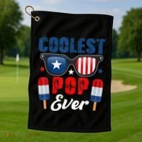 Coolest Pop Ever Popsicle Funny Retro Bomb Fathers Day Gift Golf Towel thumb 1