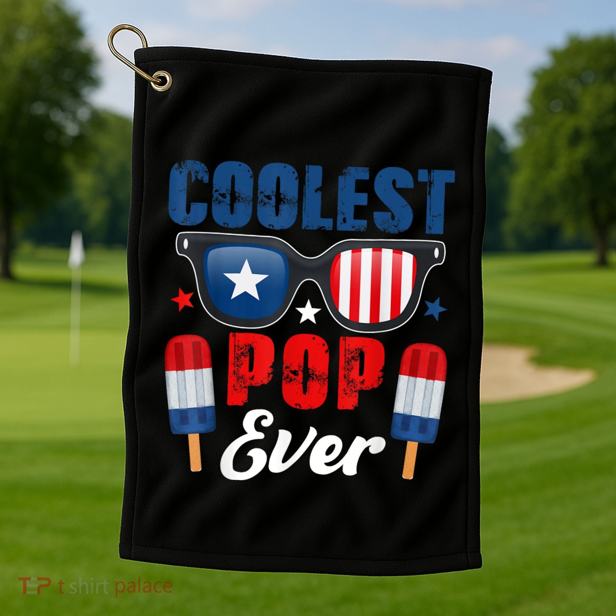 Coolest Pop Ever Popsicle Funny Retro Bomb Fathers Day Gift Golf Towel