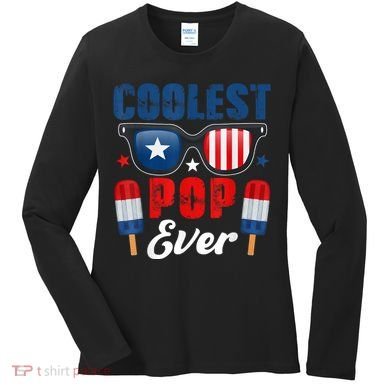 Coolest Pop Ever Popsicle Funny Retro Bomb Fathers Day Gift Women's Long Sleeve Shirt