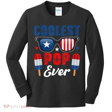 Coolest Pop Ever Popsicle Funny Retro Bomb Fathers Day Gift Kids Long Sleeve Shirt