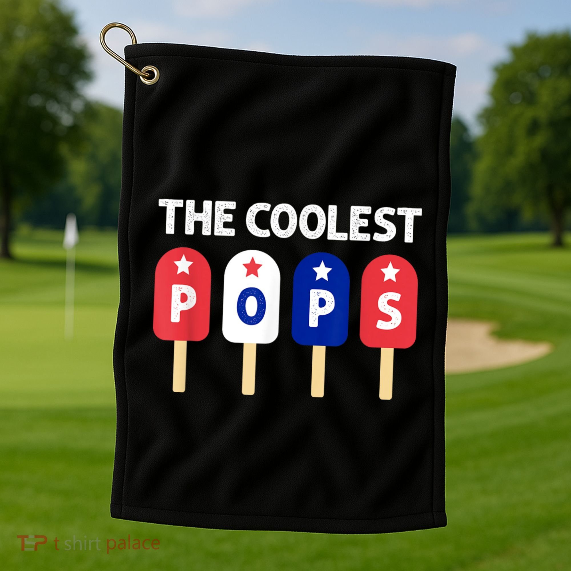 Coolest Pop Ever Popsicle Funny Retro Bomb Fathers Day Gift Golf Towel
