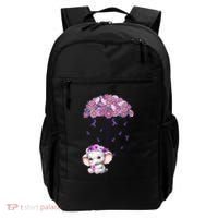 Cute Purple Elephant AlzheimerS Awareness I Will Remember Gift Backpack thumb 0