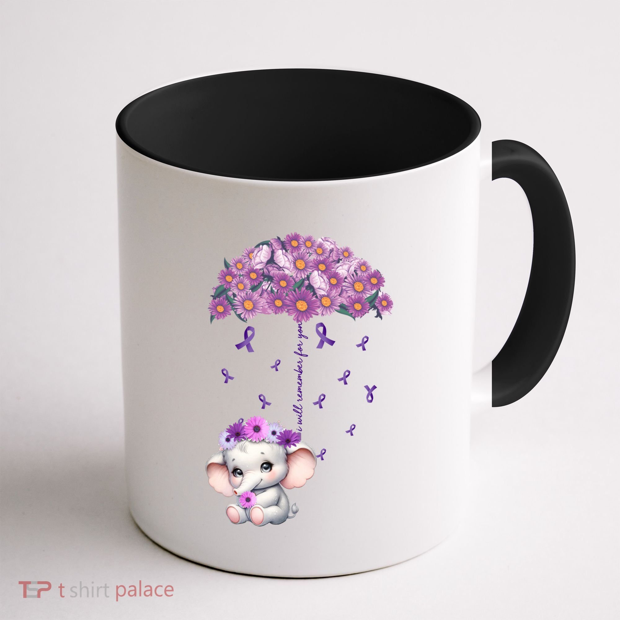 Cute Purple Elephant AlzheimerS Awareness I Will Remember Gift Coffee Mug
