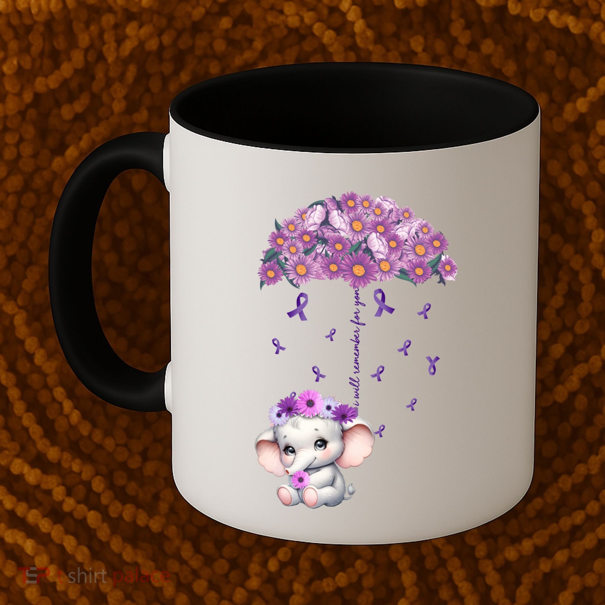 Cute Purple Elephant AlzheimerS Awareness I Will Remember Gift Coffee Mug