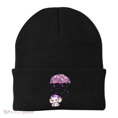 Cute Purple Elephant AlzheimerS Awareness I Will Remember Gift Beanie