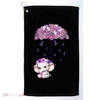 Cute Purple Elephant AlzheimerS Awareness I Will Remember Gift Golf Towel thumb 0