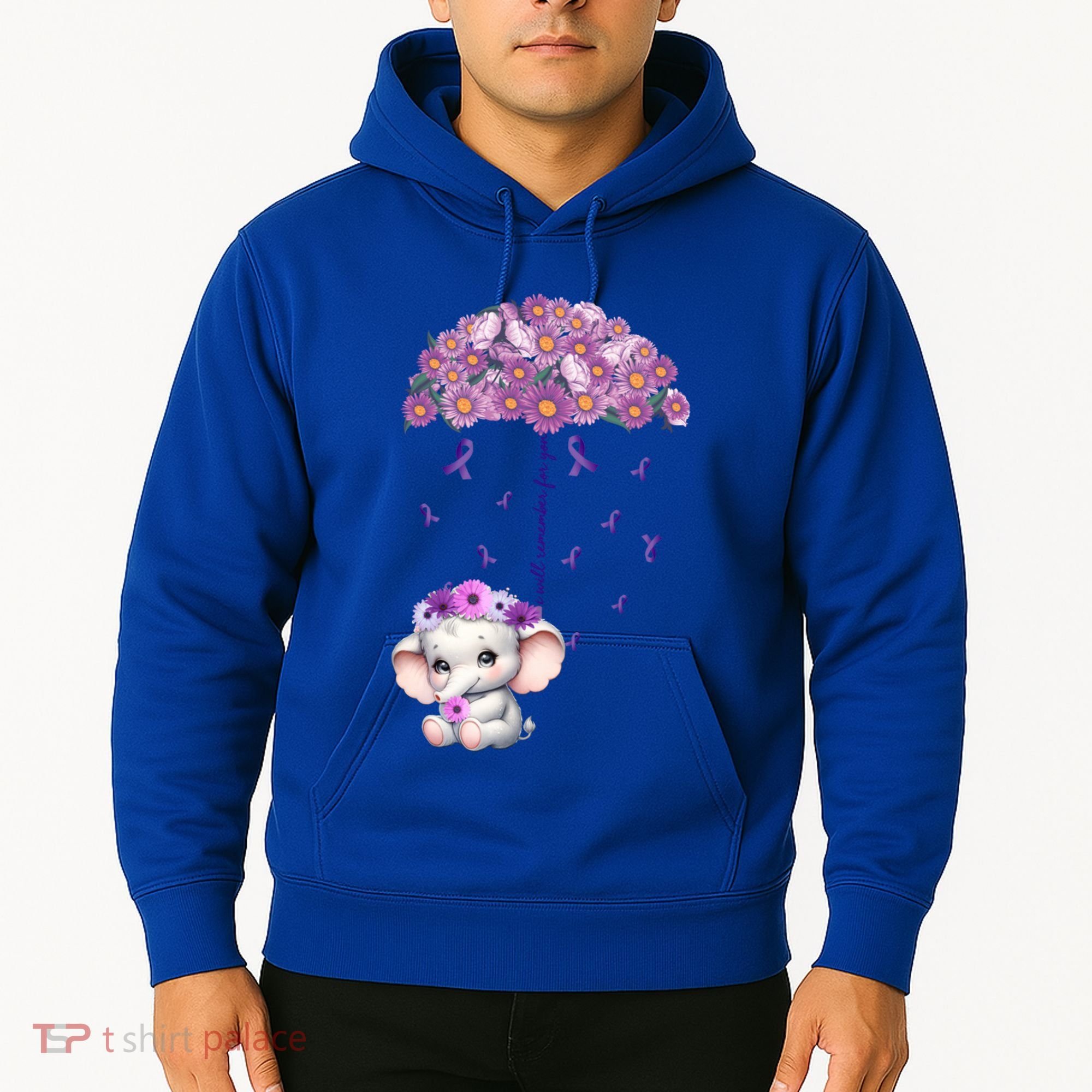 Cute Purple Elephant AlzheimerS Awareness I Will Remember Gift Hoodie