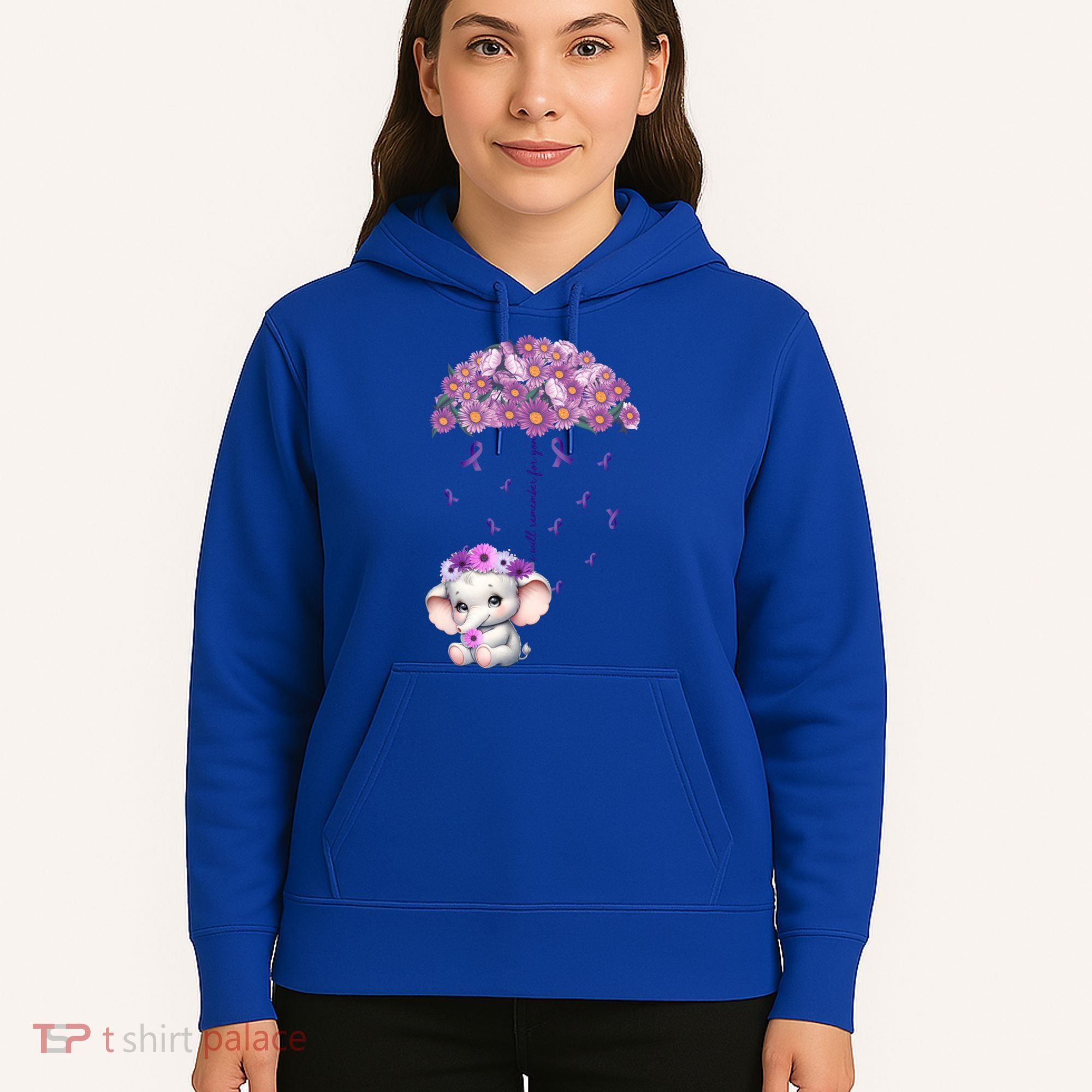 Cute Purple Elephant AlzheimerS Awareness I Will Remember Gift Hoodie