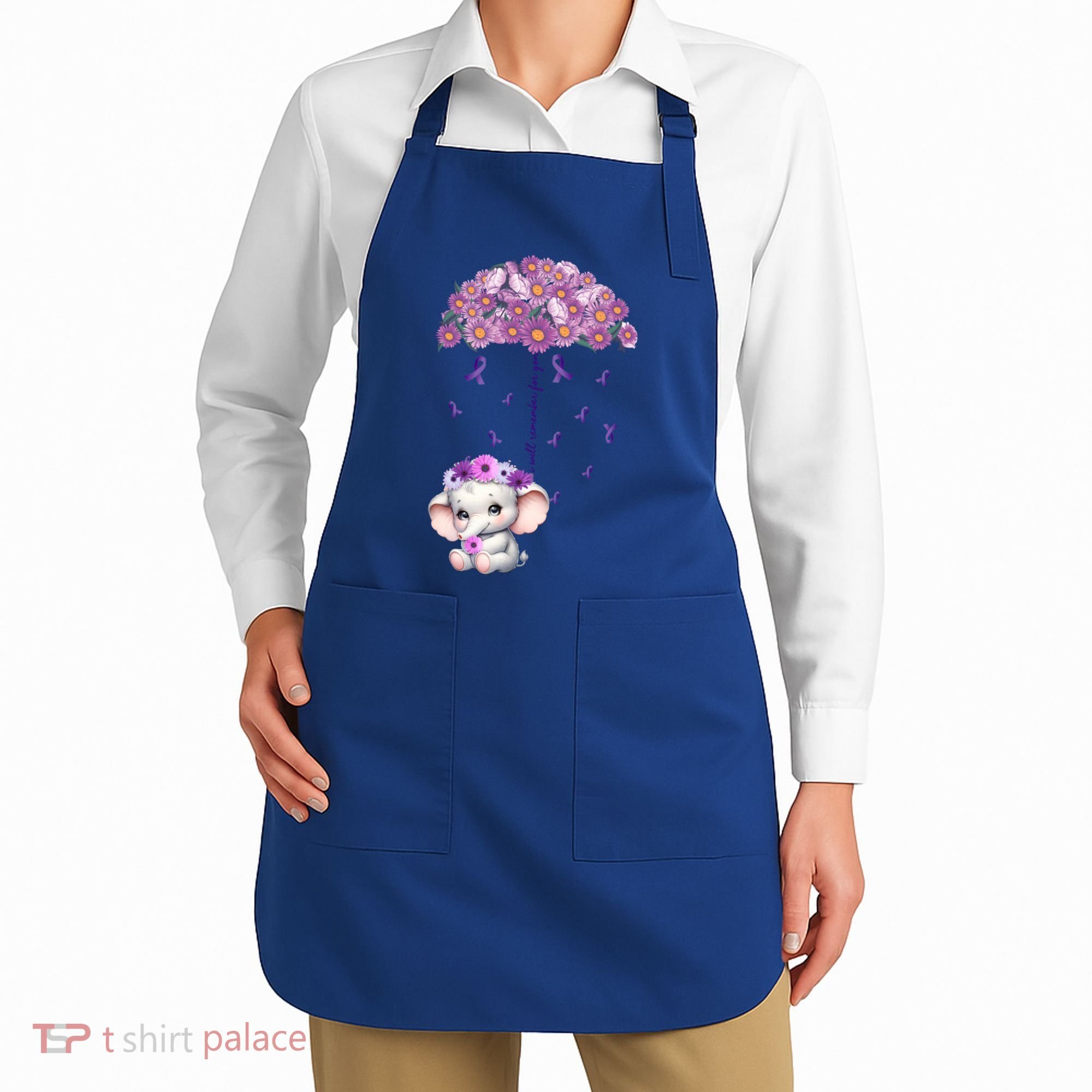 Cute Purple Elephant AlzheimerS Awareness I Will Remember Gift Apron