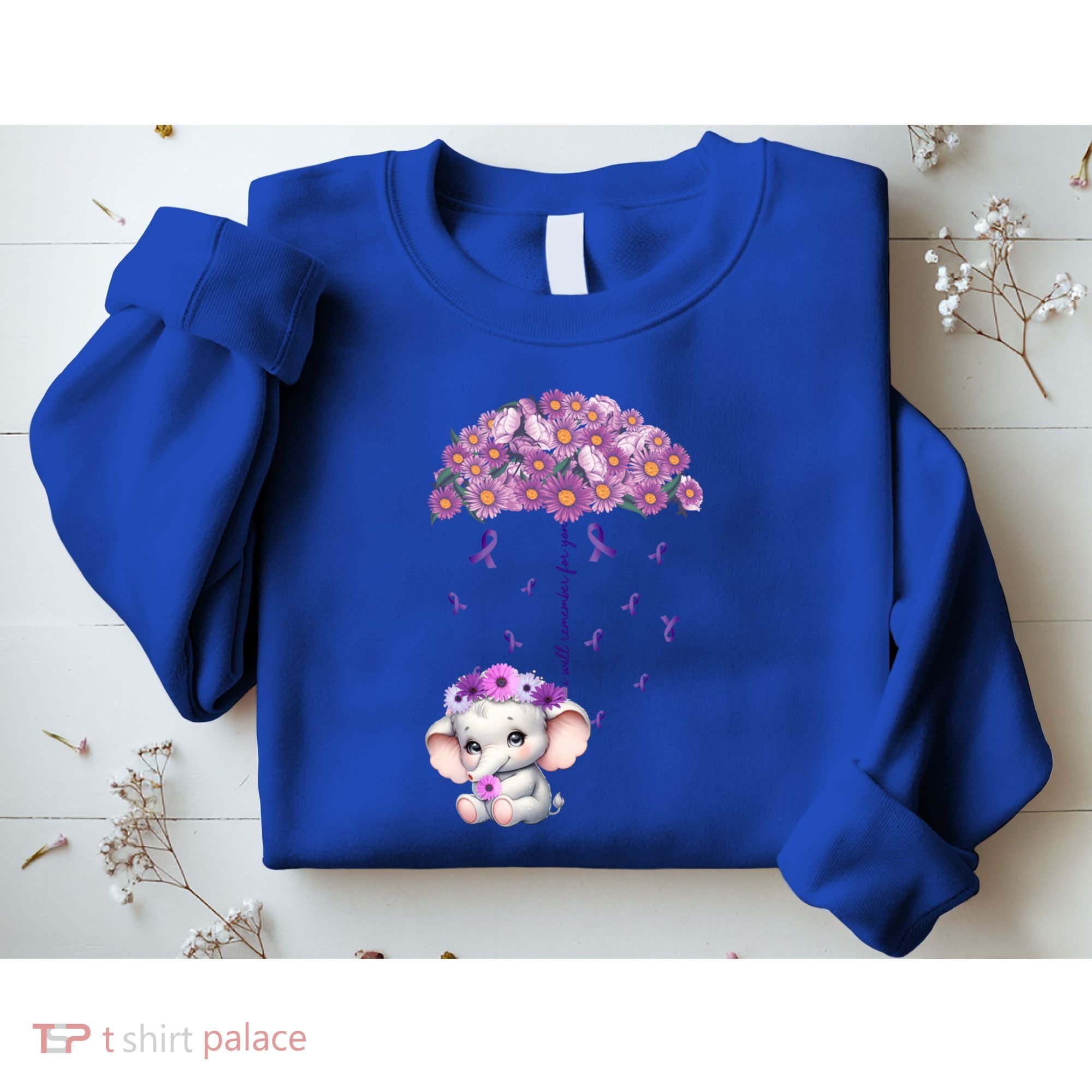 Cute Purple Elephant AlzheimerS Awareness I Will Remember Gift Sweatshirt