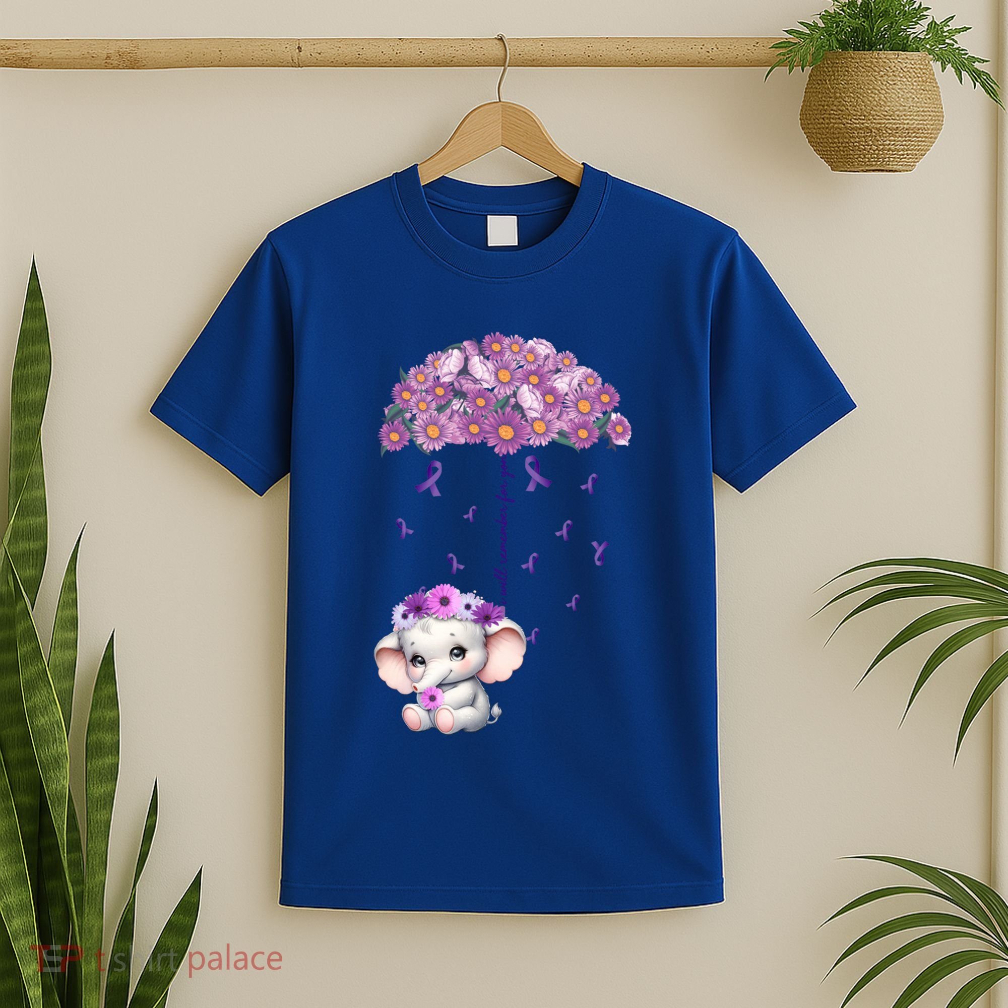 Cute Purple Elephant AlzheimerS Awareness I Will Remember Gift T-Shirt