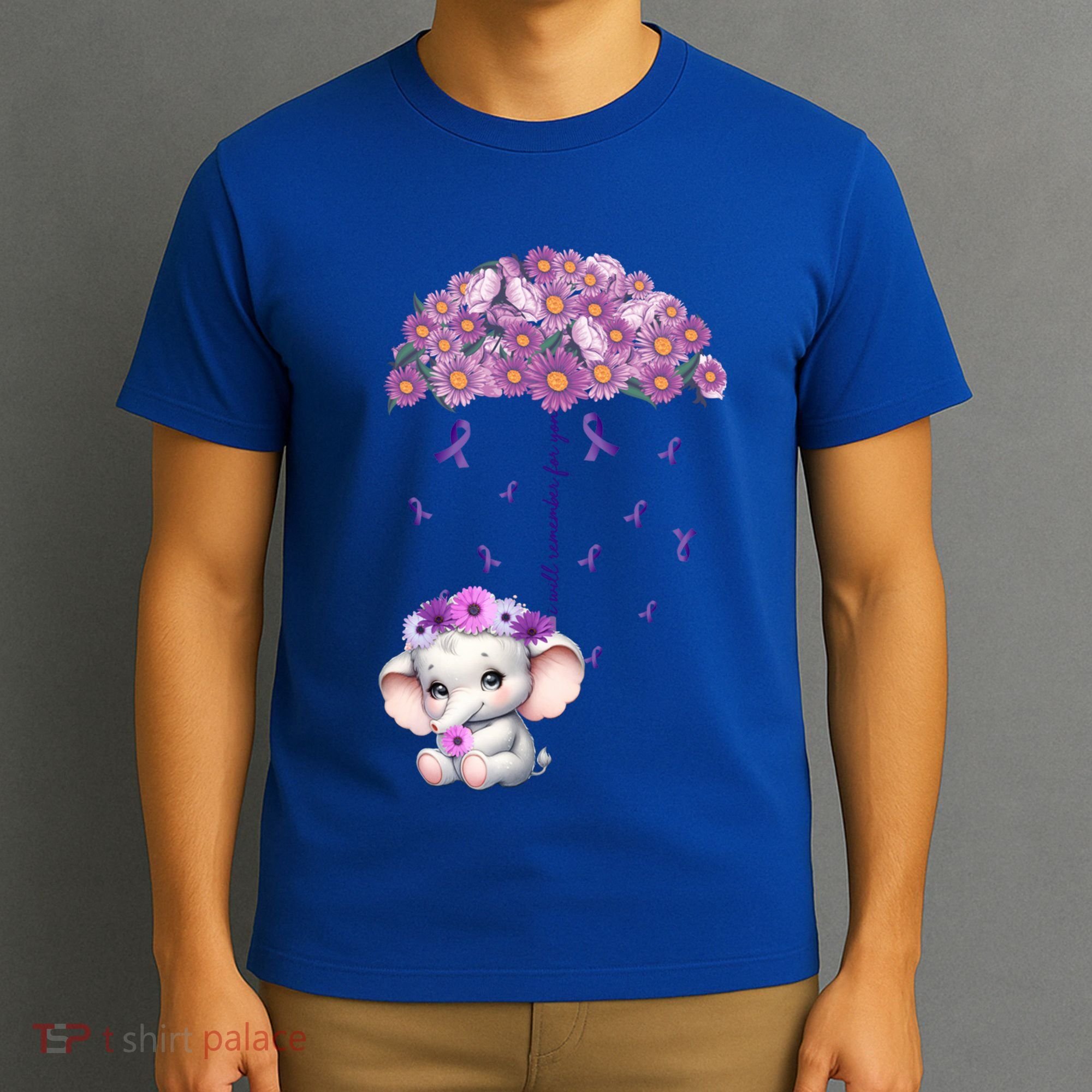 Cute Purple Elephant AlzheimerS Awareness I Will Remember Gift T-Shirt