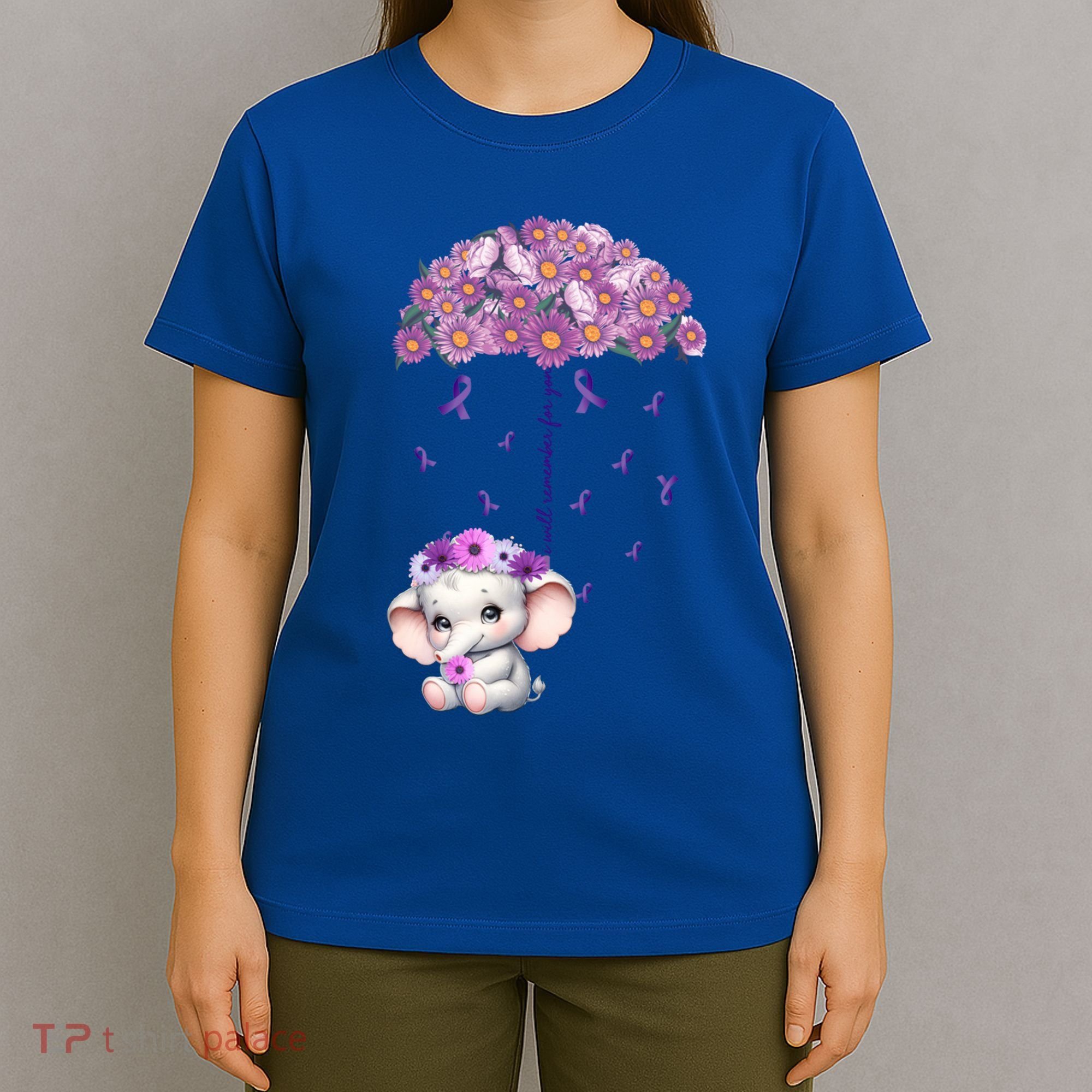 Cute Purple Elephant AlzheimerS Awareness I Will Remember Gift T-Shirt