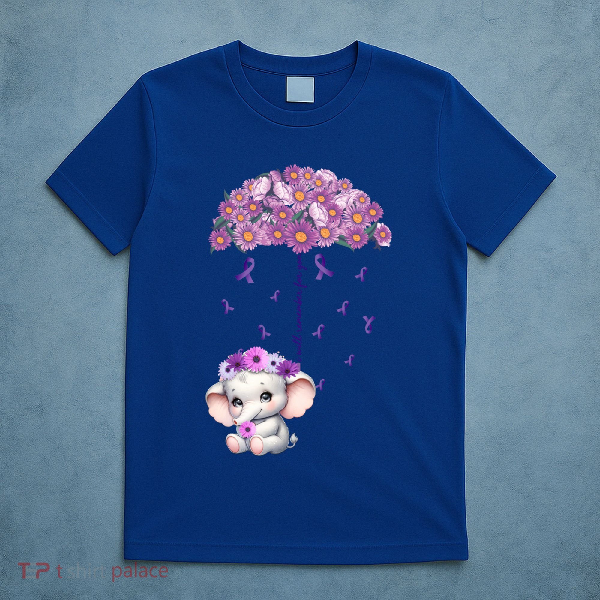Cute Purple Elephant AlzheimerS Awareness I Will Remember Gift T-Shirt