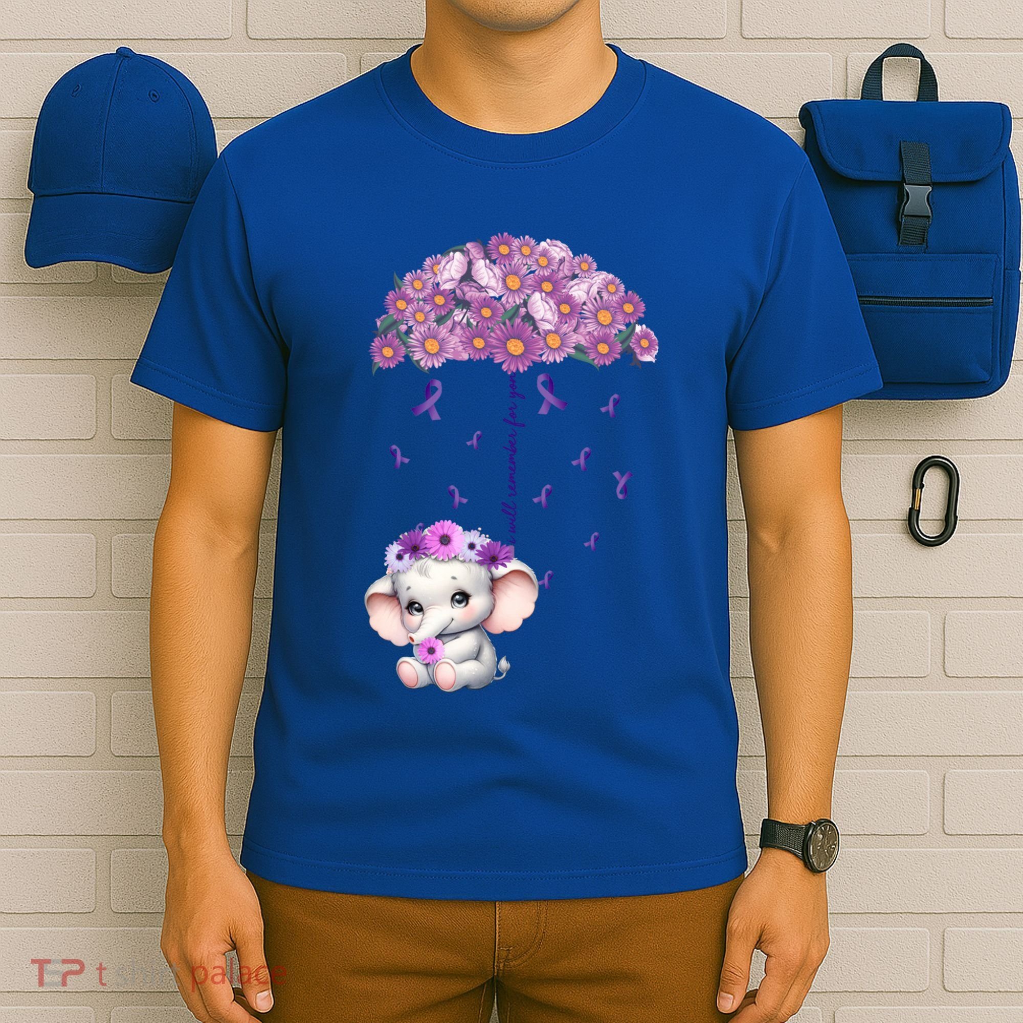 Cute Purple Elephant AlzheimerS Awareness I Will Remember Gift T-Shirt