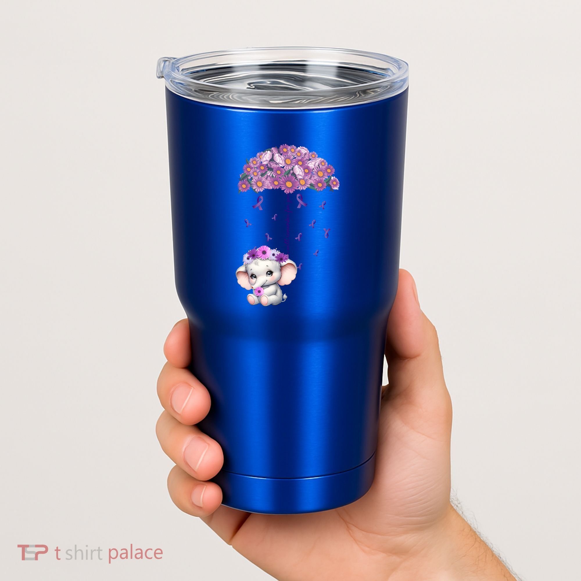 Cute Purple Elephant AlzheimerS Awareness I Will Remember Gift Tumbler