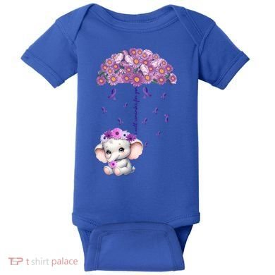 Cute Purple Elephant AlzheimerS Awareness I Will Remember Gift Baby Bodysuit