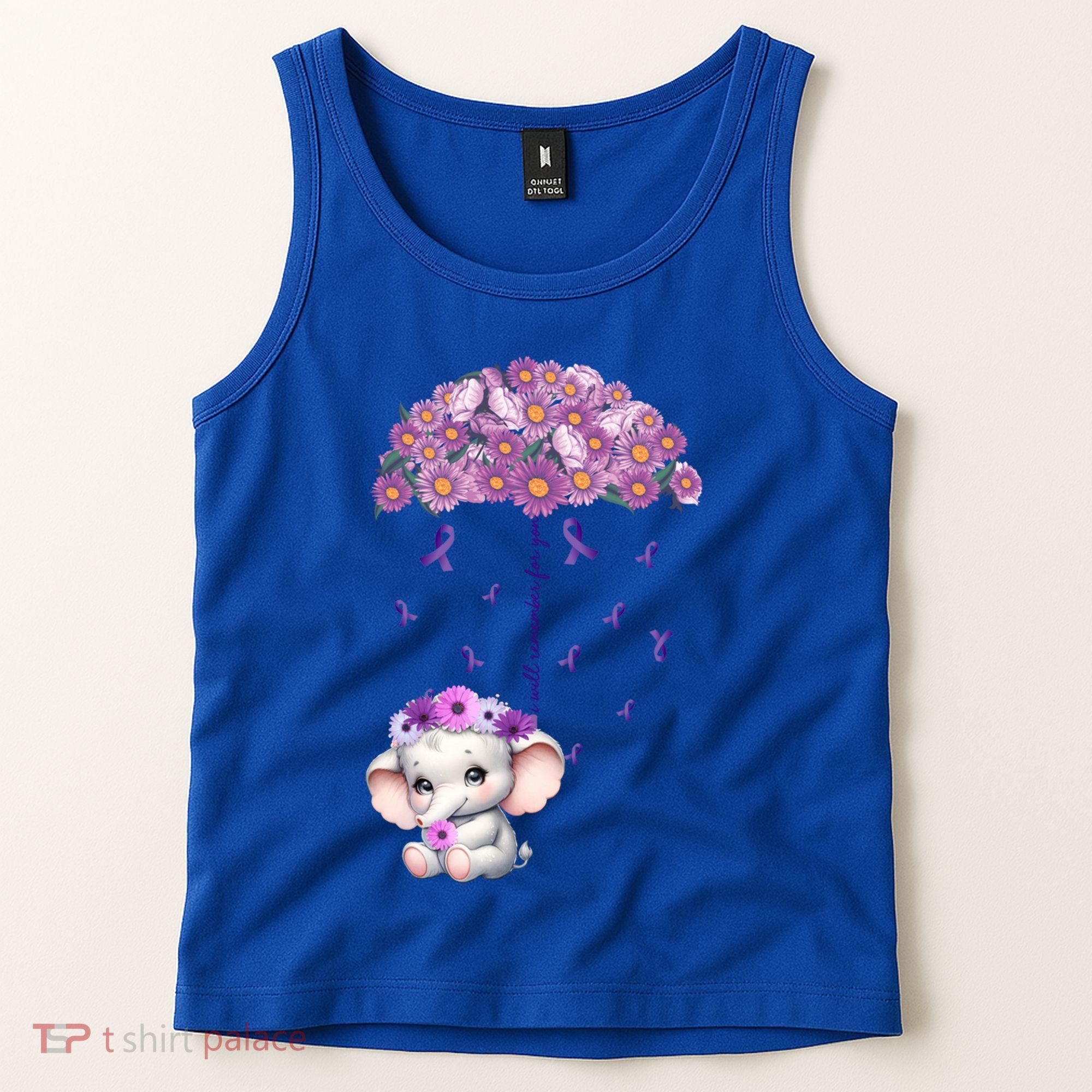 Cute Purple Elephant AlzheimerS Awareness I Will Remember Gift Tank Top