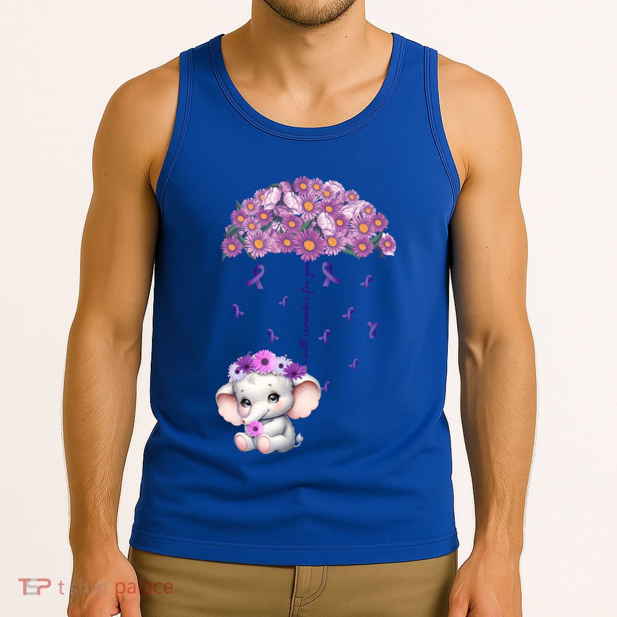 Cute Purple Elephant AlzheimerS Awareness I Will Remember Gift Tank Top