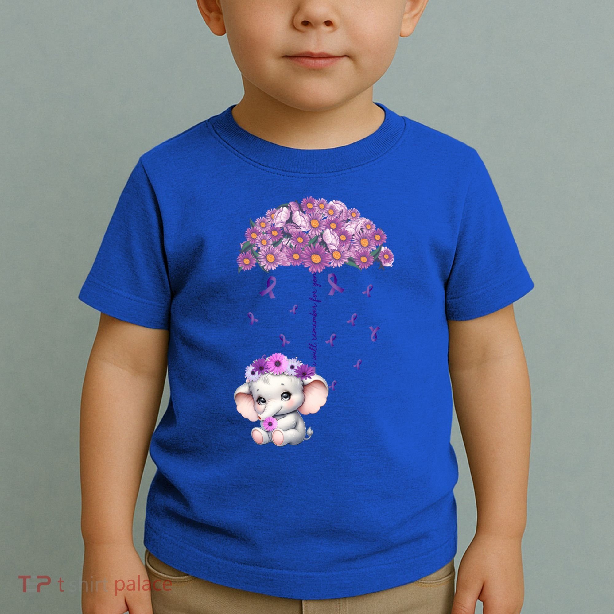 Cute Purple Elephant AlzheimerS Awareness I Will Remember Gift Toddler T-Shirt