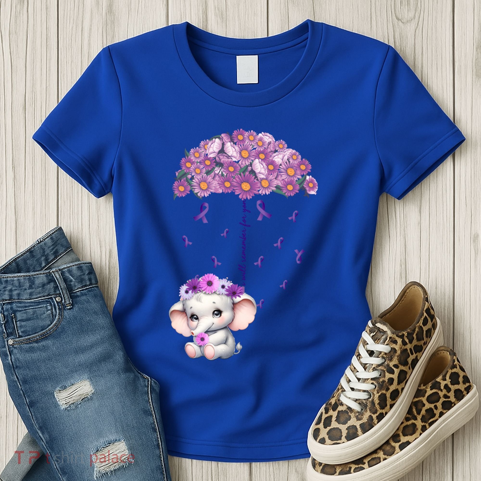 Cute Purple Elephant AlzheimerS Awareness I Will Remember Gift Women's T-Shirt