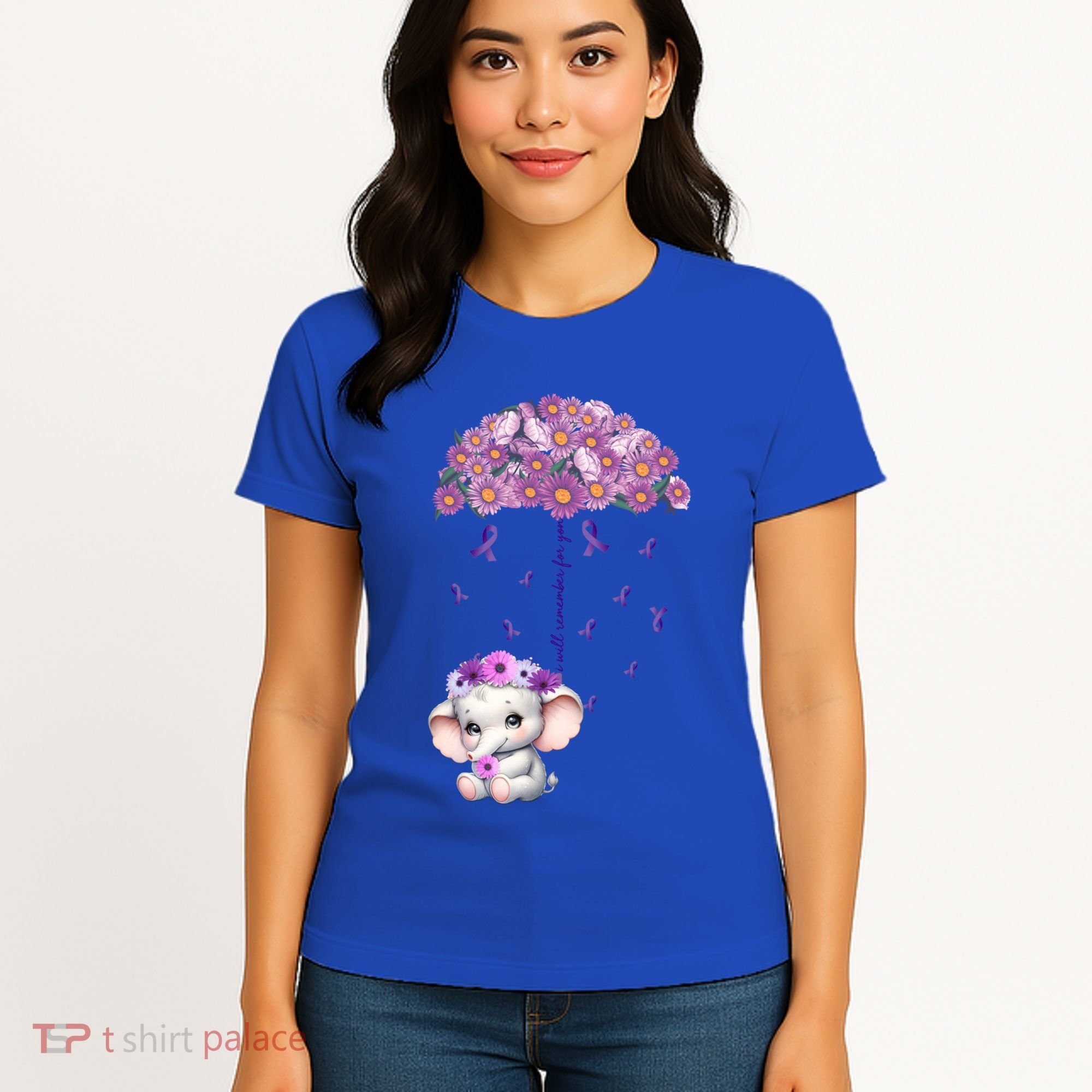 Cute Purple Elephant AlzheimerS Awareness I Will Remember Gift Women's T-Shirt