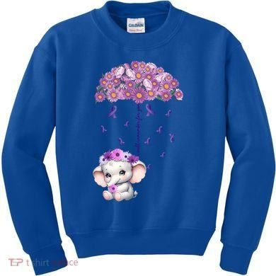 Cute Purple Elephant AlzheimerS Awareness I Will Remember Gift Kids Sweatshirt