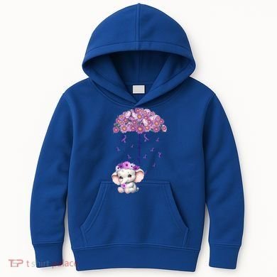 Cute Purple Elephant AlzheimerS Awareness I Will Remember Gift Kids Hoodie