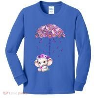 Cute Purple Elephant AlzheimerS Awareness I Will Remember Gift Kids Long Sleeve Shirt thumb 0