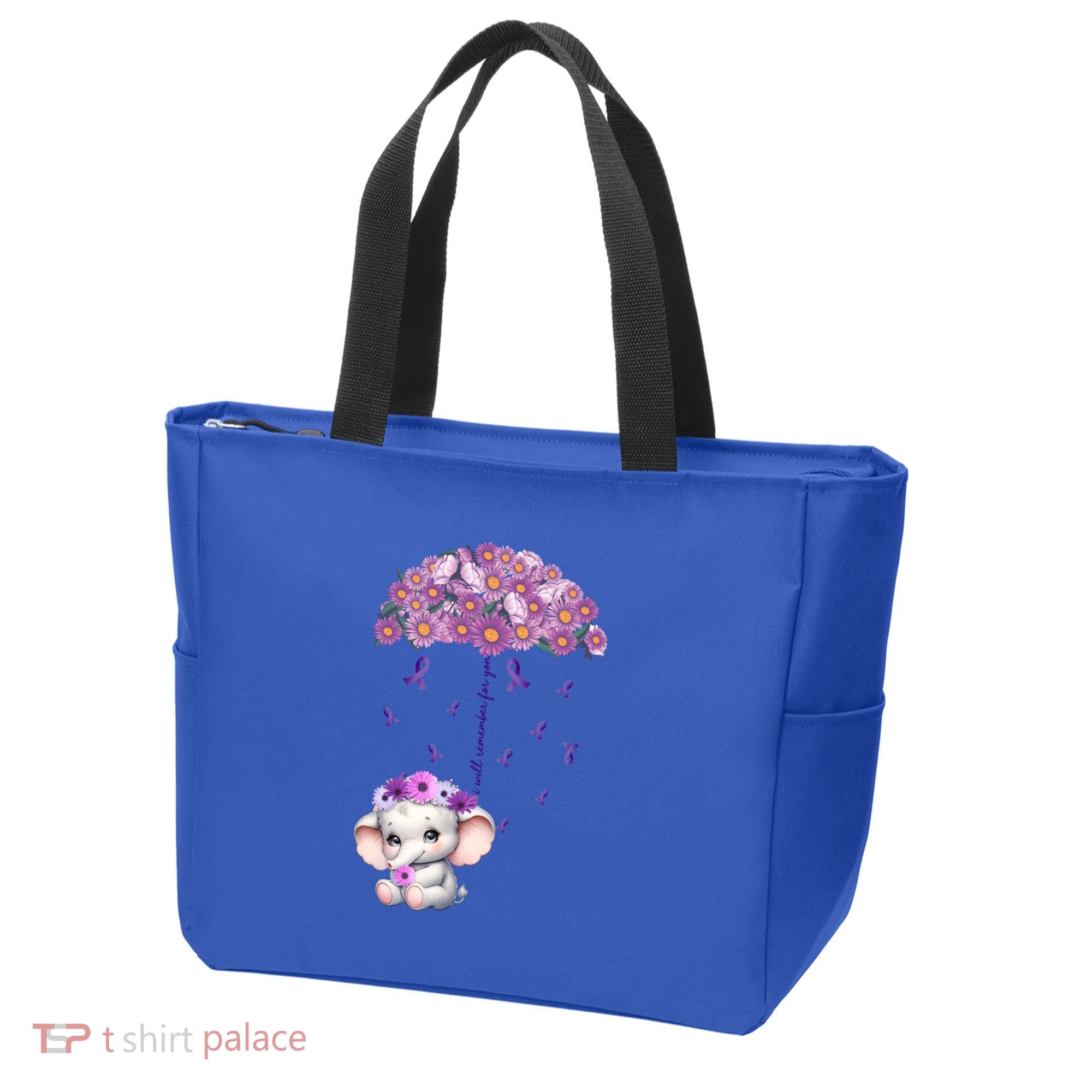 Cute Purple Elephant AlzheimerS Awareness I Will Remember Gift Tote Bag