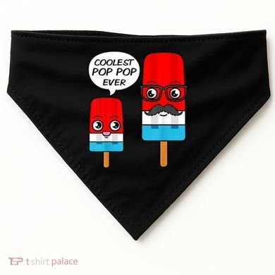 Coolest Pop Ever Popsicle Funny Retro Bomb Fathers Day Gift USA-Made Doggie Bandana