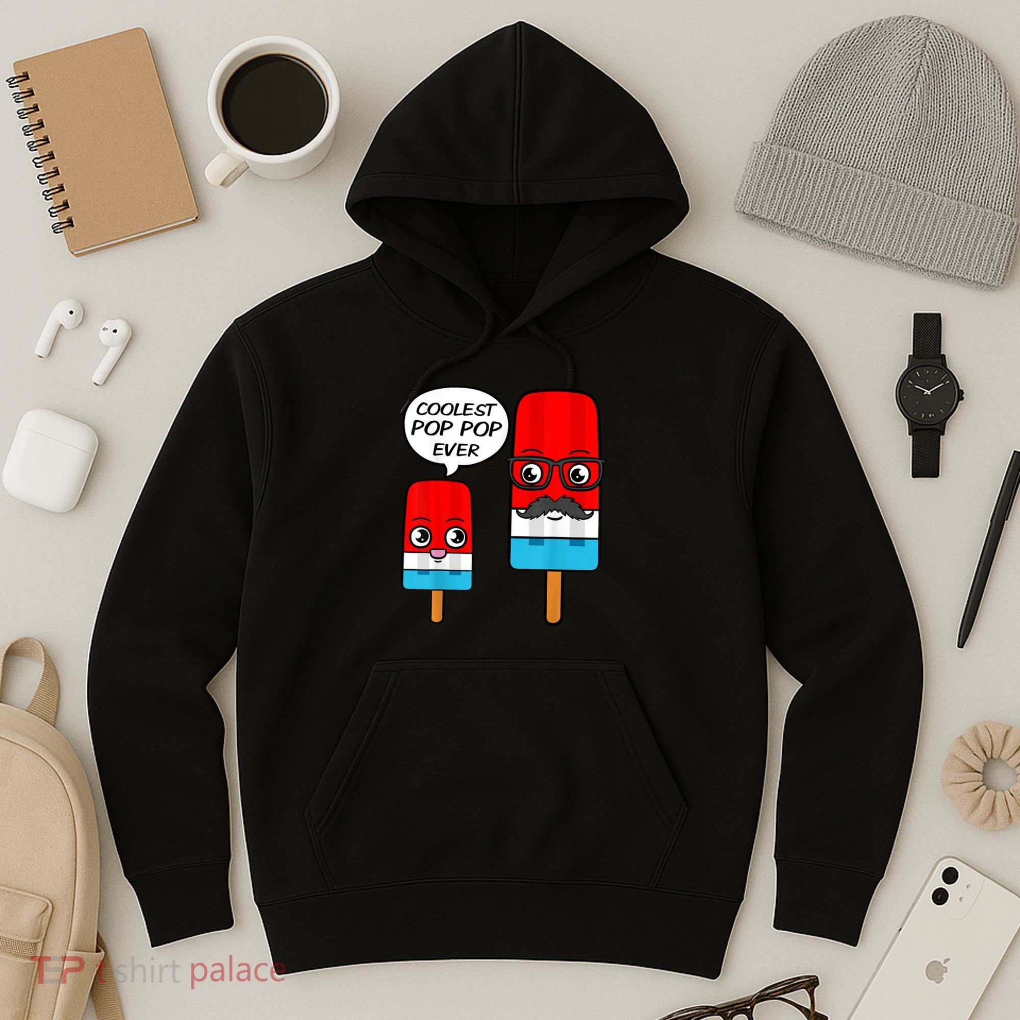Coolest Pop Ever Popsicle Funny Retro Bomb Fathers Day Gift Hoodie