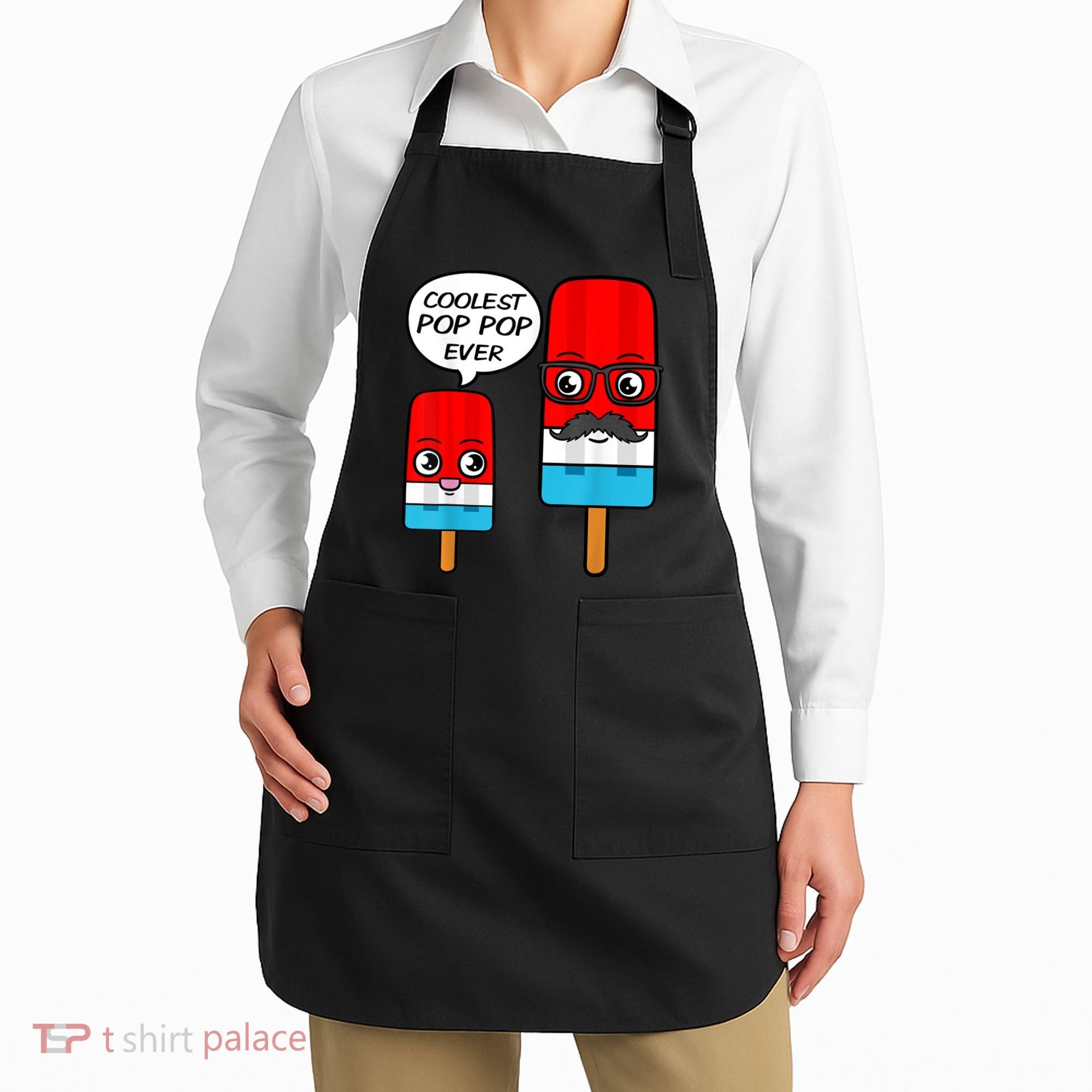 Coolest Pop Ever Popsicle Funny Retro Bomb Fathers Day Gift Apron