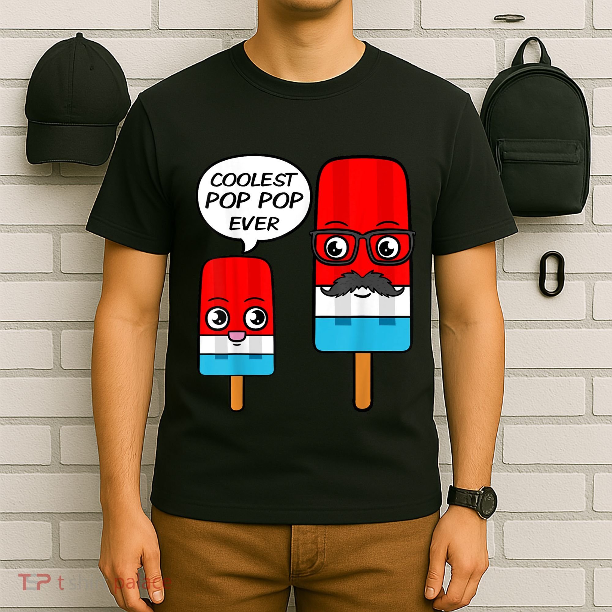 Coolest Pop Ever Popsicle Funny Retro Bomb Fathers Day Gift T-Shirt