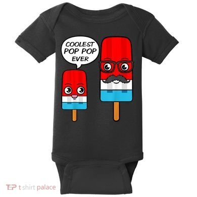 Coolest Pop Ever Popsicle Funny Retro Bomb Fathers Day Gift Baby Bodysuit