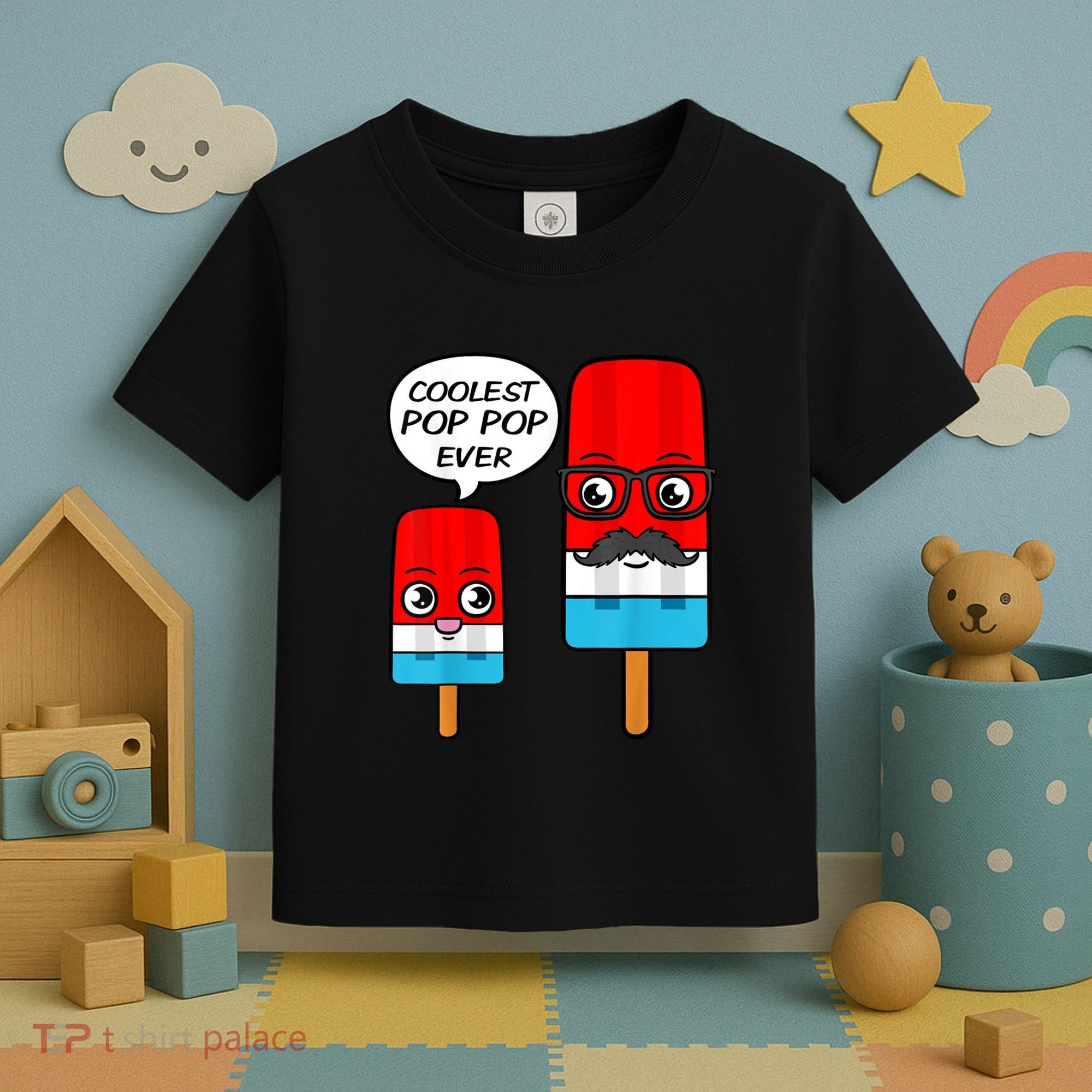 Coolest Pop Ever Popsicle Funny Retro Bomb Fathers Day Gift Toddler T-Shirt
