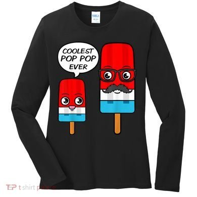 Coolest Pop Ever Popsicle Funny Retro Bomb Fathers Day Gift Women's Long Sleeve Shirt